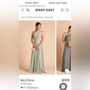 Birdy Grey Chiffon Sage One-Shoulder Kira Dress